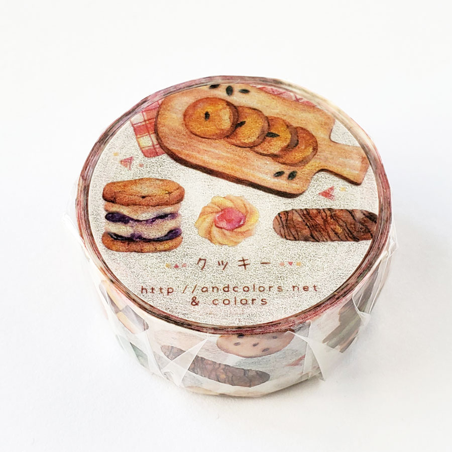 เทปตกแต่งจากญี่ปุ่น Masking Tape จาก & colors Japan ลาย Cookies ขนาด 2 ซม. x 10 ม.