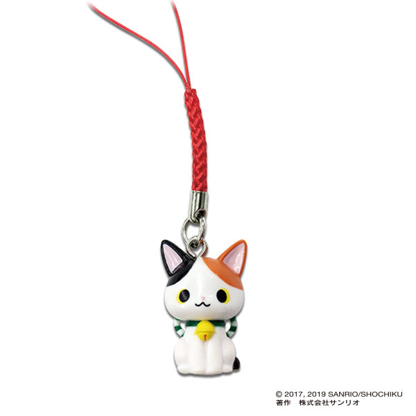 พวงกุญแจ/ที่ห้อยมือถือ Kabuki Nyantaro (Sanrio Japan Limited) ตัวน้องแมวเป็น PVC ขนาด 2.8 ซม. รวมสาย 10 ซม.