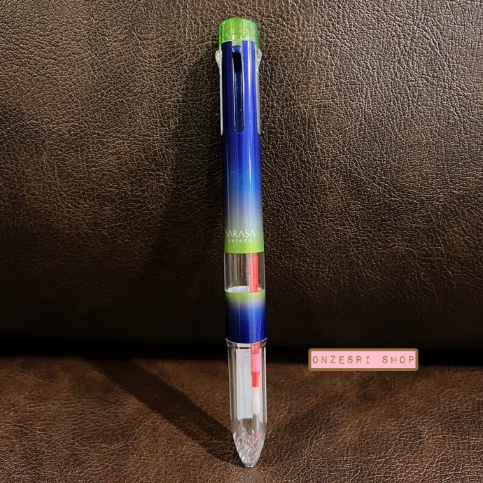 ปลอกปากกา Zebra Sarasa Select ใส่ได้ 5 ไส้ แบบ Neon Color (Limited) พร้อมหมึกสีแดง ลาย Shiny Green