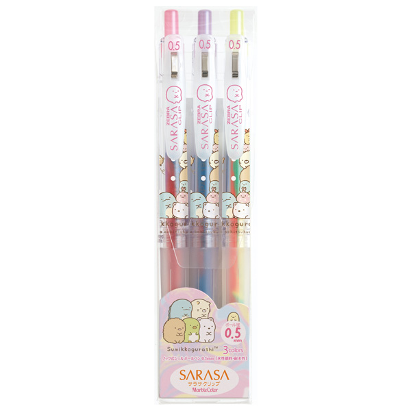 Set ปากกา Zebra Sarasa Clip Marble Color จากญี่ปุ่น ลาย Sumikko Gurashi รวมตัว แบบรวม 3 สี หัว 0.5