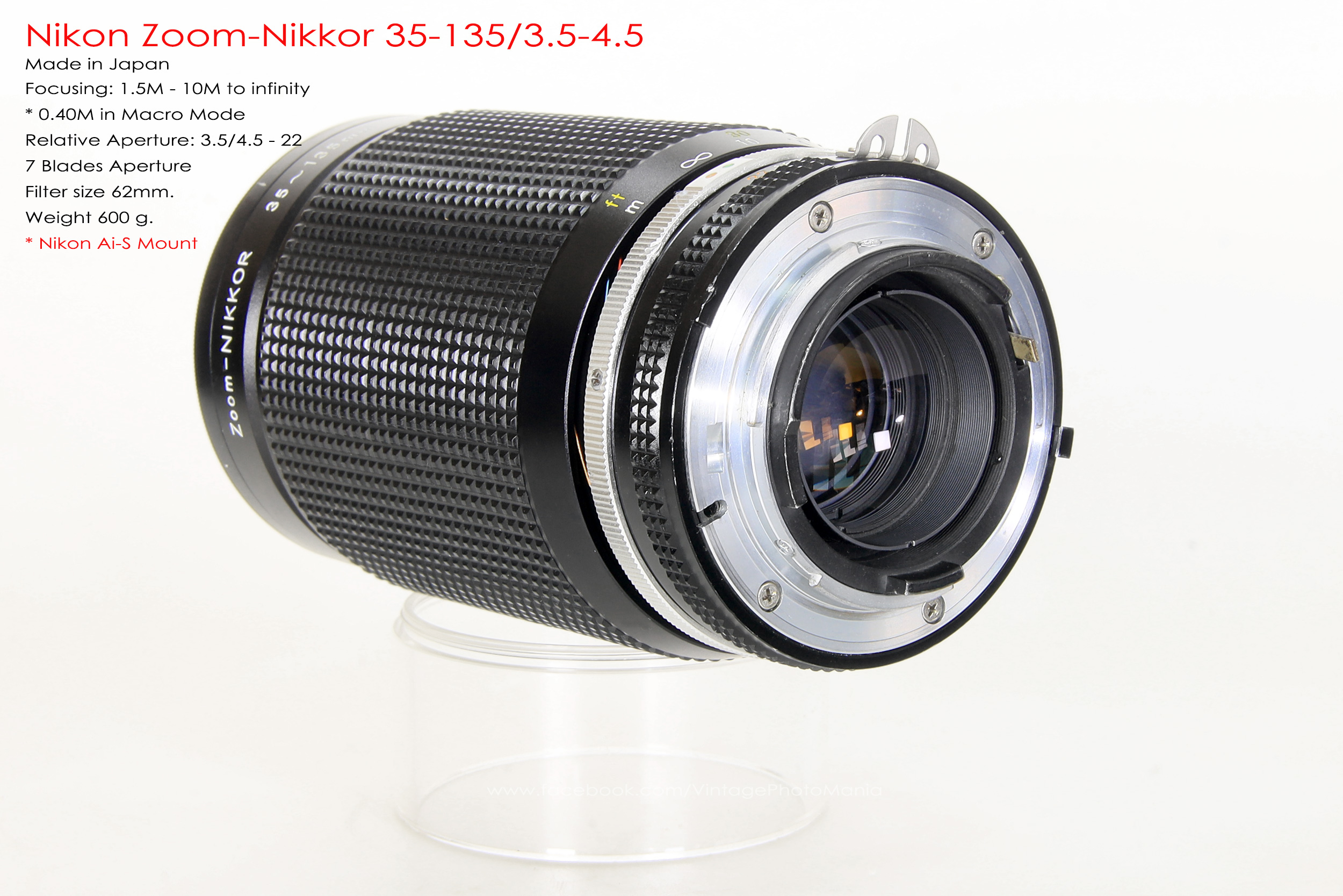 Nikon Zoom-Nikkor 35-135/3.5-4.5 *Nikon Ai-S Mount เลนส์ซูมอเนกประสงค์