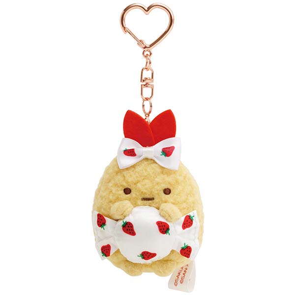 พวงกุญแจตุ๊กตา Sumikko Gurashi x Sakuma Strawberry Milk Candy ตรงห่วงเป็นรูปหัวใจ มี 3 แบบให้เลือก
