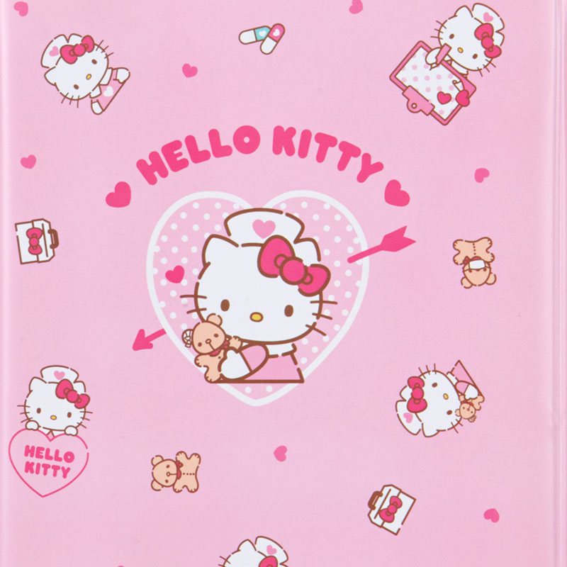 สมุดเก็บบัตร Sanrio Notebook & Ticket Medicine Case แบบคุณพยาบาล Hello Kitty ขนาด 12 x 0.5 x 16.5 ซม. ใส่การ์ดได้ 9 ใบ มีช่องซิปใส่ของ ใส่สมุดเล่มเล็กได้