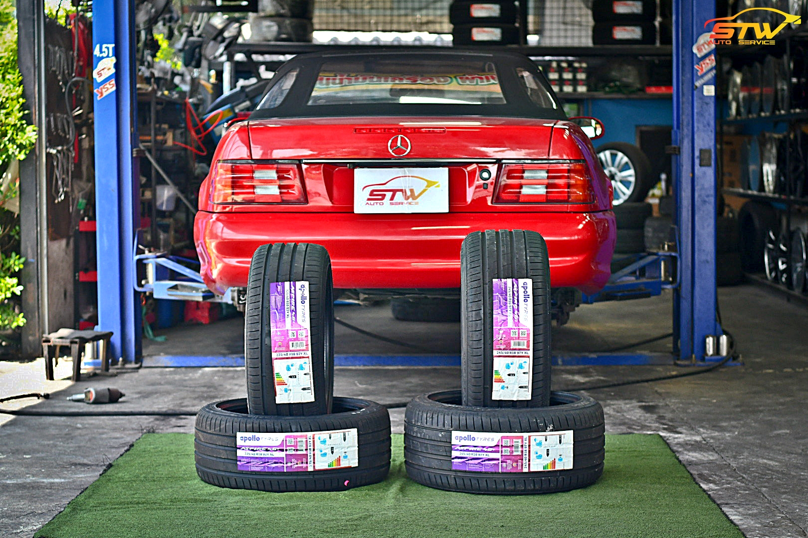 ยาง APOLLO Aspire 4G F 225/40R18 92Y R 245/40R18 97Y ติดตั้งใส่ Mercedes Benz SL300