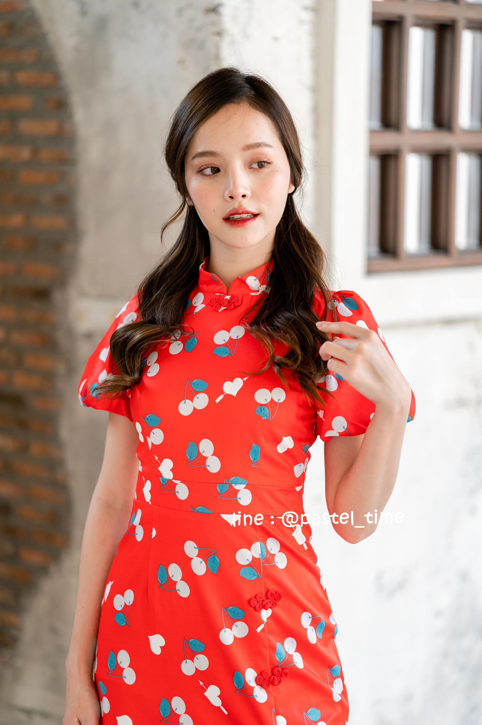Cherry Ang Pao Dress เดรสกี่เพ้าคอจีนสีแดง