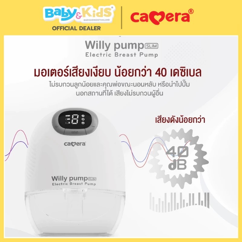 Camera เครื่องปั๊มนมไร้สายแบบบาง WILLY PUMP SLIM พกพาง่าย แถมซิลิโคนปรับขนาดจุกนม 4 ขนาดประกันศูนย์
