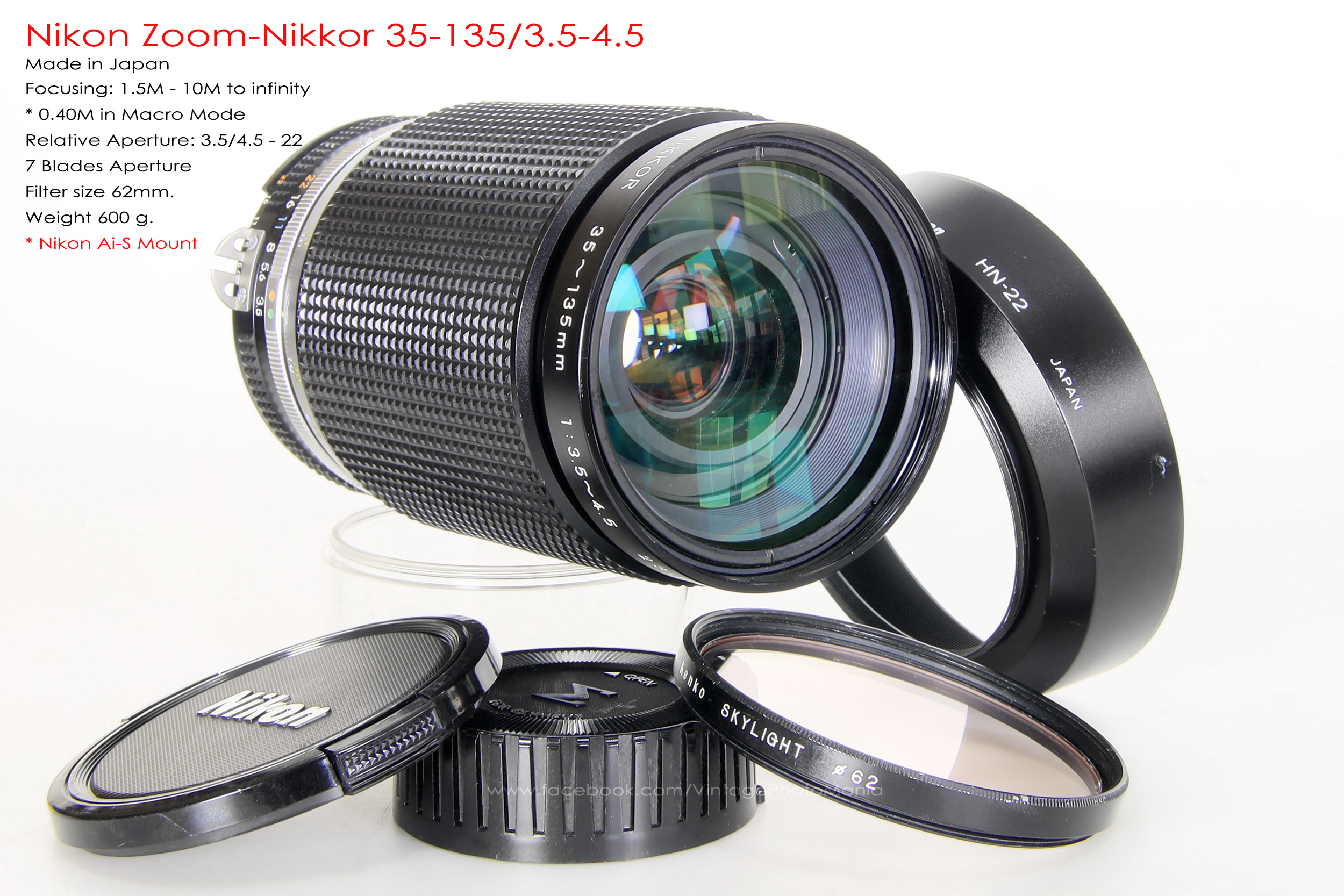Nikon Zoom-Nikkor 35-135/3.5-4.5 *Nikon Ai-S Mount เลนส์ซูมอเนกประสงค์