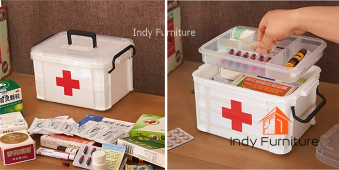 กล่องยาสามัญประจำบ้าน เอนกประสงค์ ขนาด กว้าง 33.5 x สูง 22.5 x ลึก 25.5 ซม.