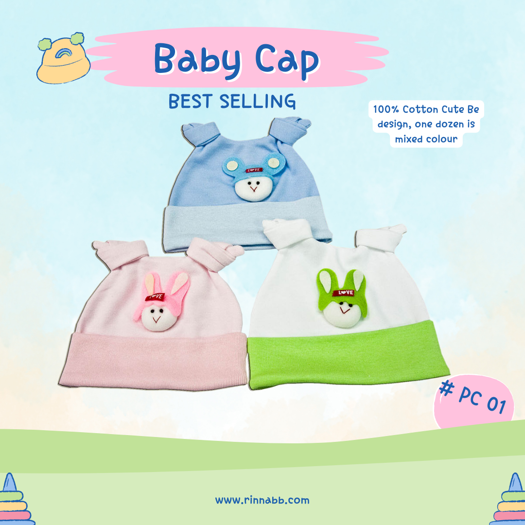 Infant Cap หมวกเด็กผูกโบว์ 0-6 months