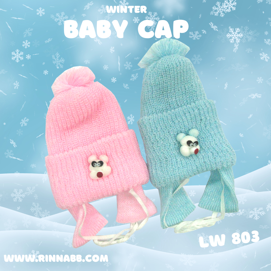 PW 803 หมวกไหมพรมปิดหูติดการ์ตูน Knitted Cap with covered