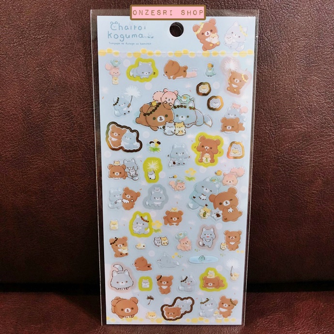 สติกเกอร์ Rilakkuma - Chairoikoguma Dandelions and Twin Hamsters แบบสีฟ้า ขนาด 20 x 9.5 ซม.
