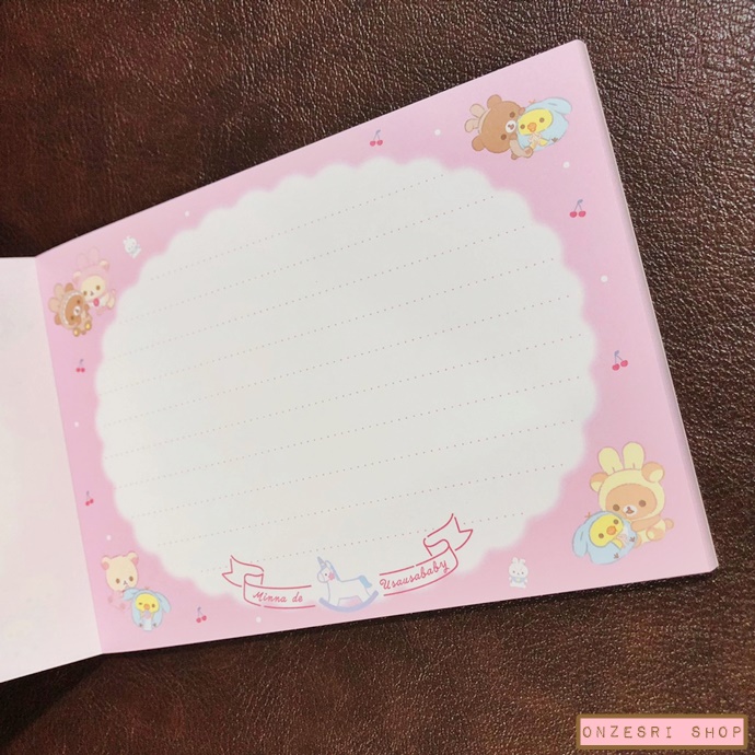 สมุดฉีก Rilakkuma Usa Usa Baby แบบลายสีเหลี่ยม ขนาด 14.8 x 10.5 ซม. มี 4 ลาย รวม 100 แผ่น
