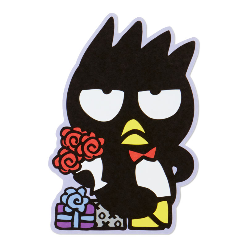 การ์ดเปล่า Sanrio & Seal Card แบบ Badtz Maru สามารถเขียนด้านในได้ มีสติกเกอร์น่ารักให้แปะได้ 1 แผ่น มาพร้อมซองลายน่ารักเข้ากัน ขนาดประมาณ 12 x 16 ซม.