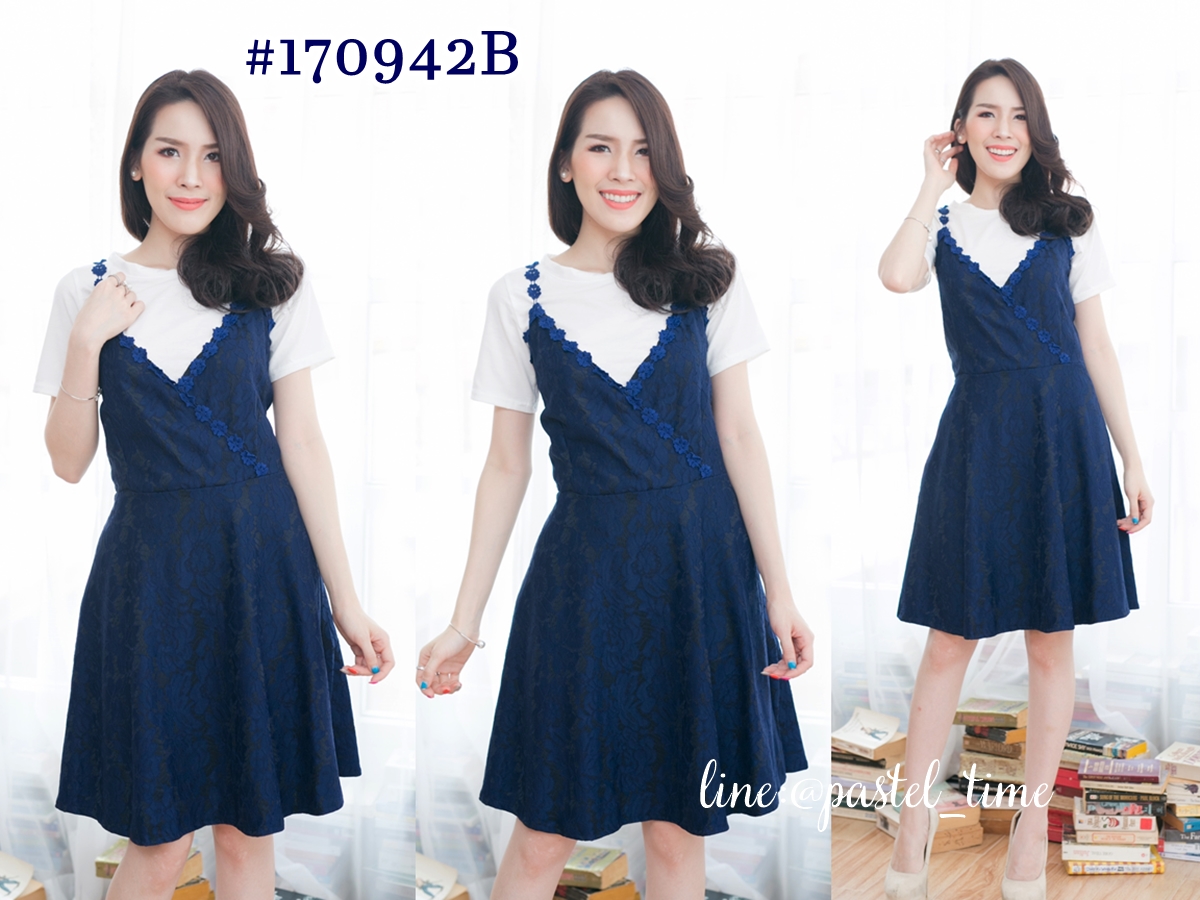 Mina Lace Dress – ชุดเซทเดรสลูกไม้ : สีกรม
