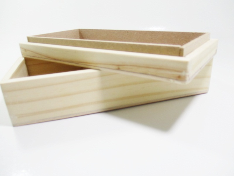 งานดิบกล่องไม้สนฝาครอบขนาด 10x20x6cm