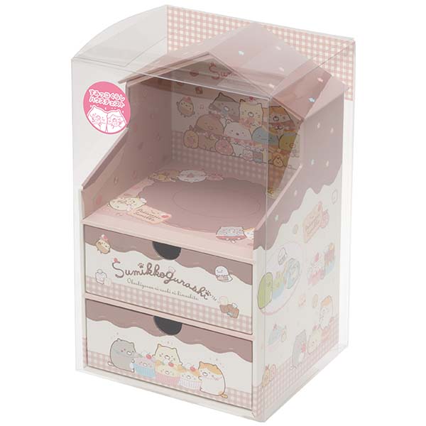 ลิ้นชักเล็ก Sumikko Gurashi Neko's Siblings and Sweet Shop แบบสีน้ำตาล ขนาด 25 x 13 x 11.5 ซม. ทำจากกระดาษแข็งมาก