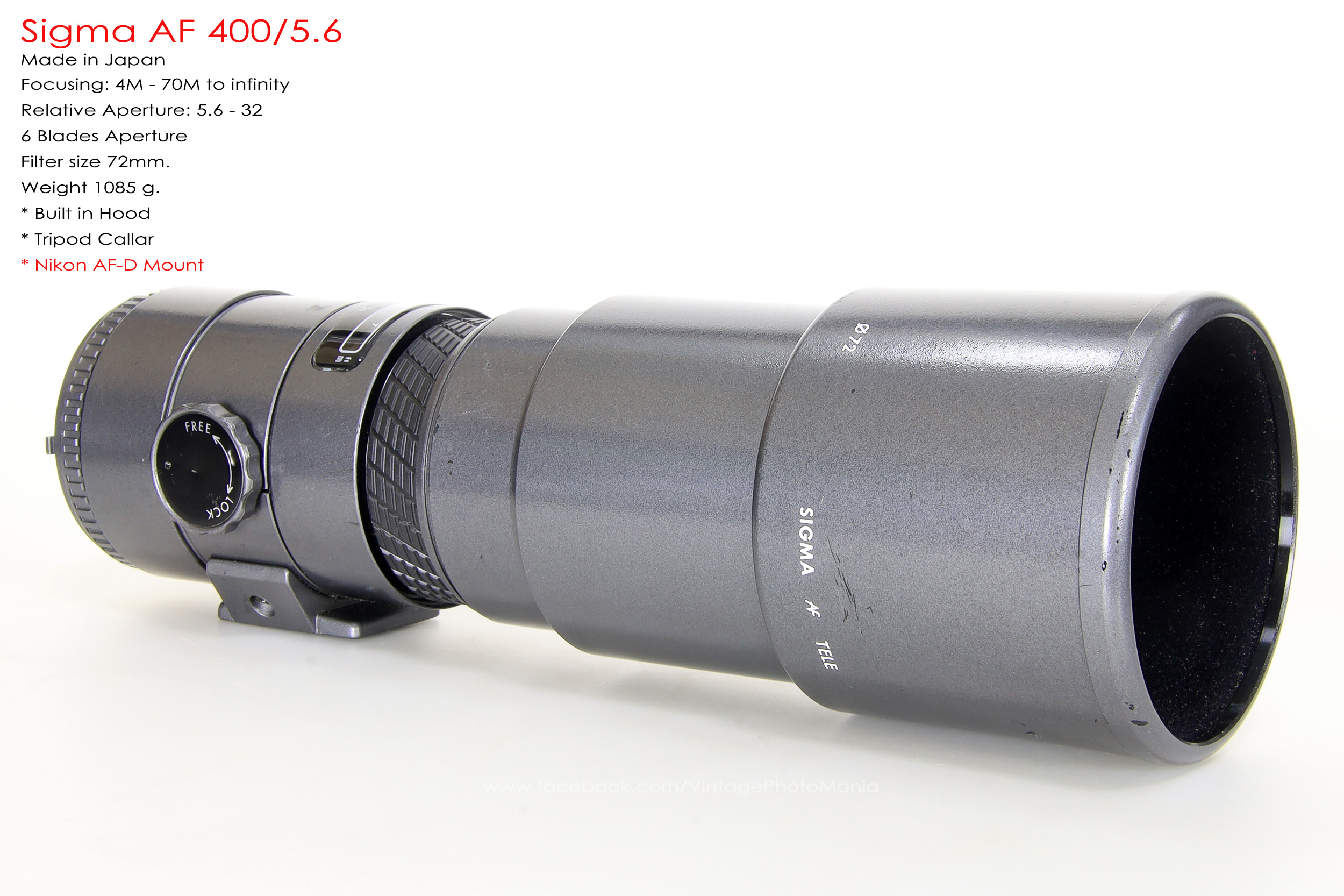 Sigma AF 400/5.6 *Nikon AF-D Mount เลนส์ซูมซูเปอร์เทเลสายถ่ายนกเอฟกว้าง