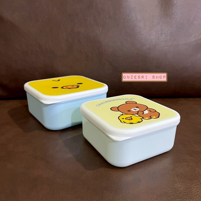 เซ็ตกล่องใส่ของ 2 ใบ Rilakkuma Lunchbox Set แบบ Kiiroitori & Chairoikoguma ขนาด 11.5 x 11.5 x 5.5 ซม. / 10.5 x 10.5 x 5 ซม.