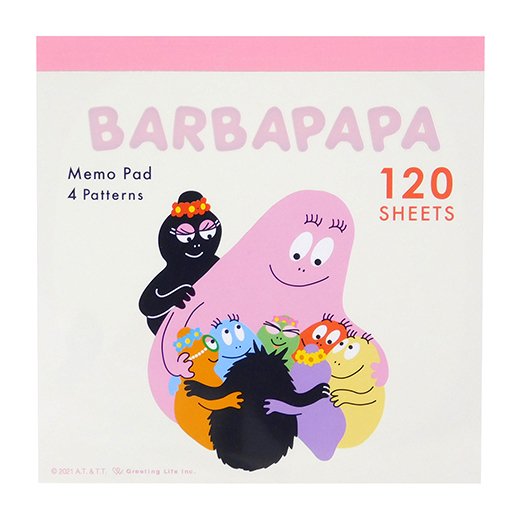 สมุดฉีก Barbapapa Square Memo จากญี่ปุ่น ลาย Family ขนาด 10 x 10 x 1 ซม. มี 4 ลาย รวม 120 แผ่น