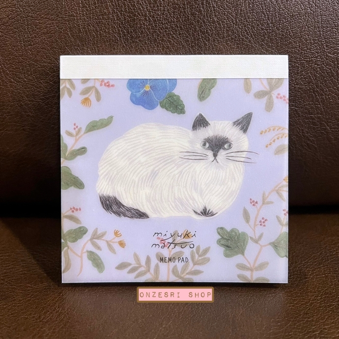 สมุดฉีก Miyuki Matsuo Memo Pad จากญี่ปุ่น ลายน้องแมว Repos ขนาด 9 x 9 x 0.8 ซม. มี 100 แผ่น