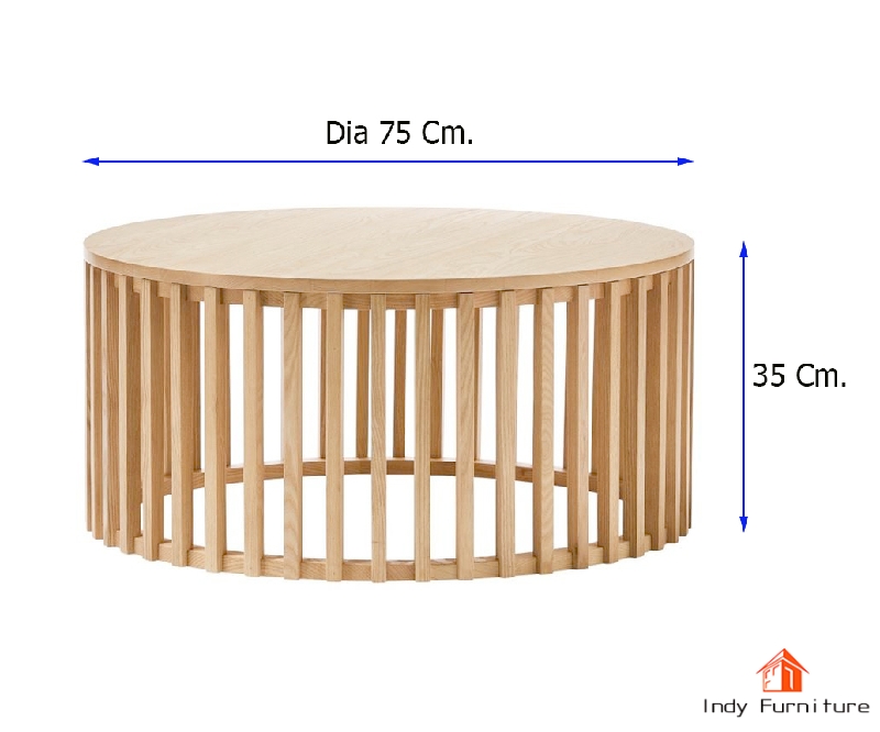 โต๊ะกลางกลม ไม้ยางพารา รุ่น Chana สีธรรมชาติ