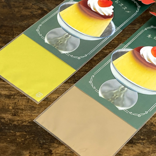 เซ็ตกระดาษพร้อมซอง Cobato Japan ลาย Japanese Pudding (พุดดิ้ง) ทำเป็นลายสไตล์ย้อนยุค มาพร้อมซอง อย่างละ 2 เซ็ต ขนาด 15 x 9 ซม.