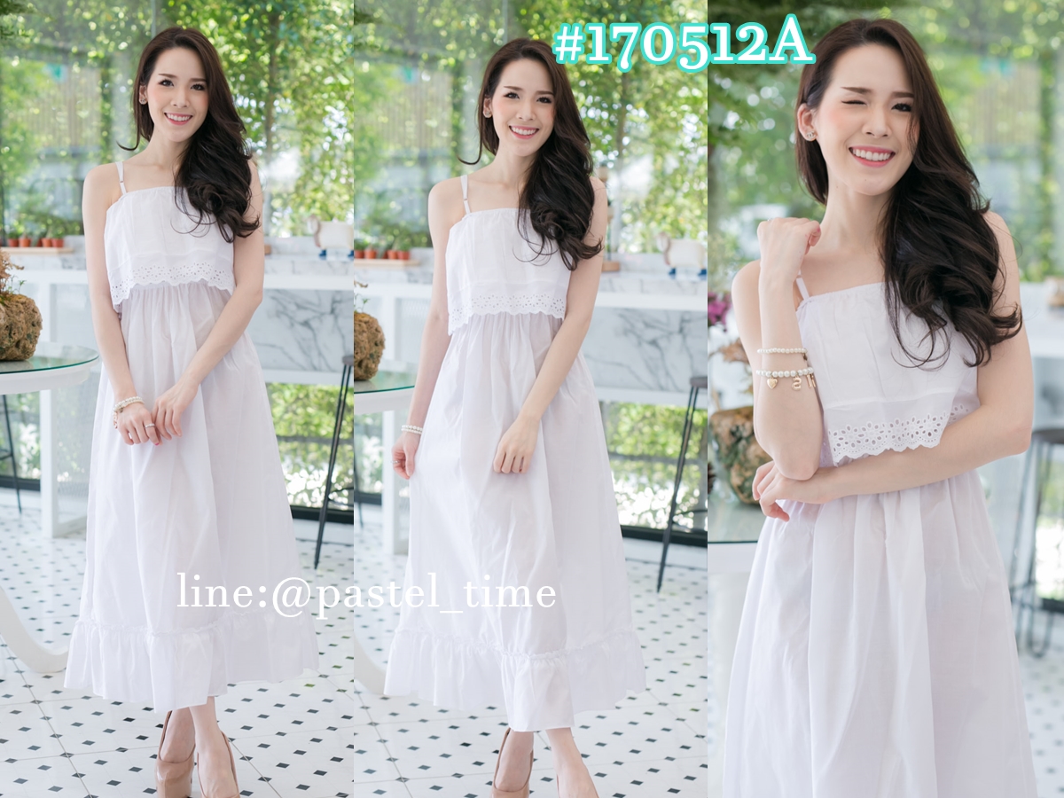 Fairy Lace Maxi Dress – สีขาว