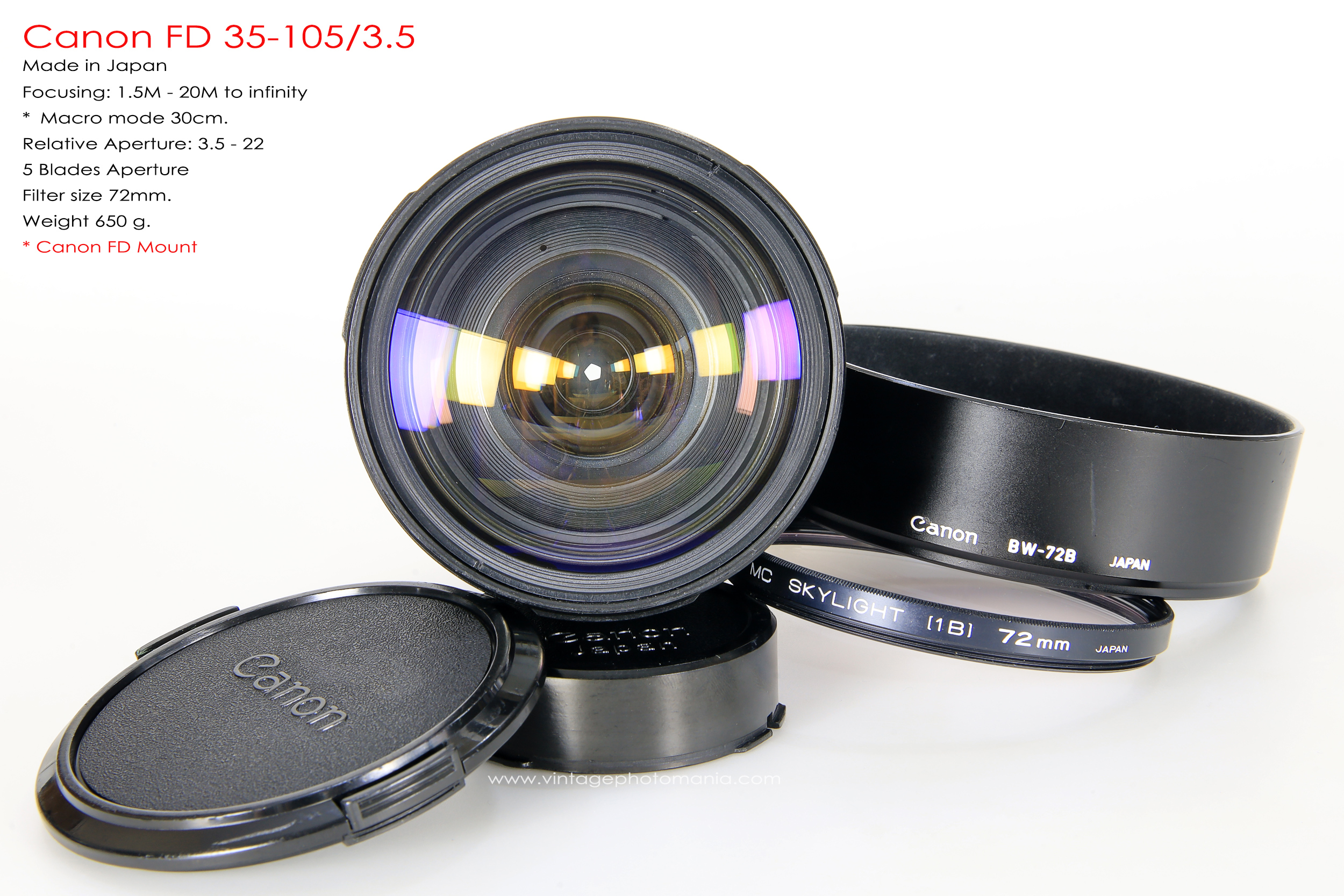 Canon FD 35-105/3.5 *FD Mount เลนส์อเนกประสงค์เอฟกว้างคุณภาพดี