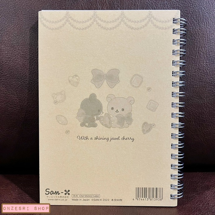 สมุดริมลวด Rilakkuma - Korikogu No Jewel Cherry แบบสีม่วง ปกแข็ง ขนาด B6 (18 x 12.5 ซม.) 120 หน้า