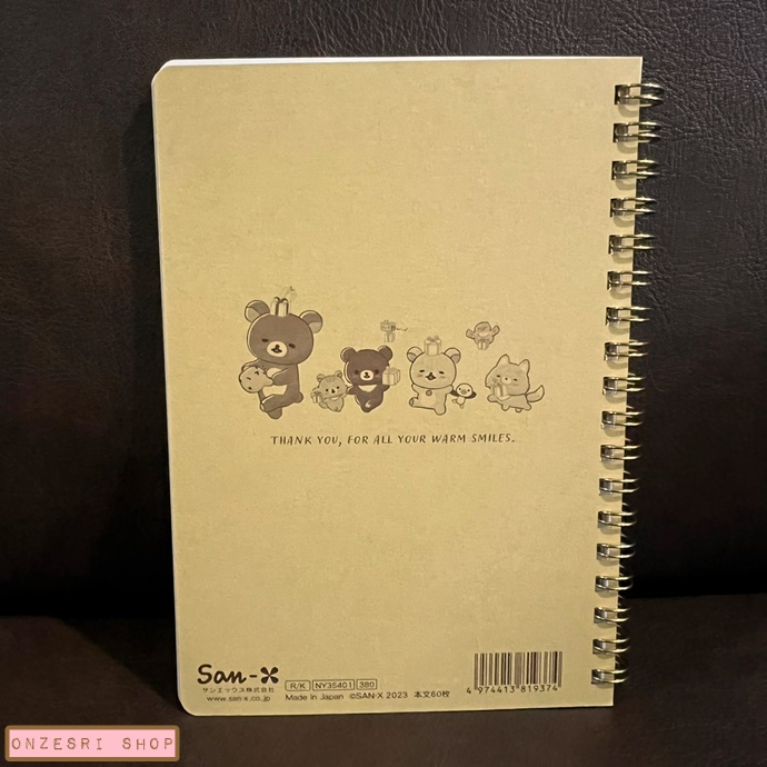 สมุดริมลวด Rilakkuma Niko Niko Happy for You สีเหลือง ขนาด B6 (18 x 12.5 ซม.) 120 หน้า
