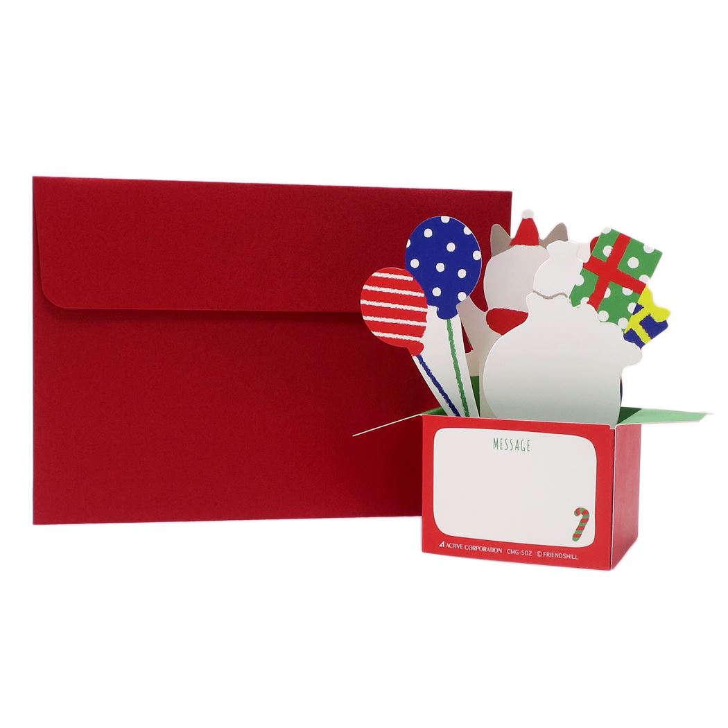 Taachan Christmas Pop Up Card From Japan การ์ดอวยพรลายแมว Taachan Present Box Card เป็นกล่องของขวัญน่ารัก เขียนด้านหลังได้ มาพร้อมซอง ขนาด 11 x 16.5 ซม.