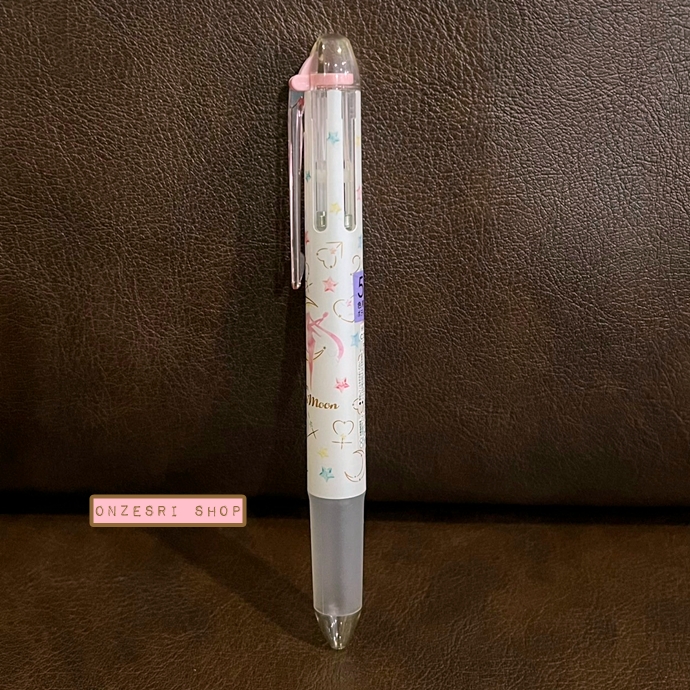 ปลอกปากกา Pilot Hi-Tec-C Coleto ใส่หมึกได้ 5 ไส้ แบบ Sailor Moon ลายสีขาว (White) ตรงที่จับเป็นแบบยางนุ่มมือ