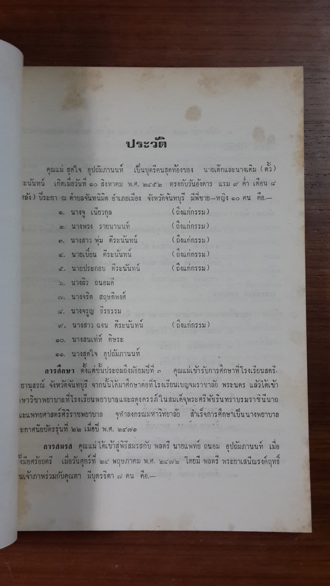 อนุสรณ์ในงานฌาปนกิจศพ คุณ สุดใจ อุปถัมภานนท์ (มีตราห้องสมุด)