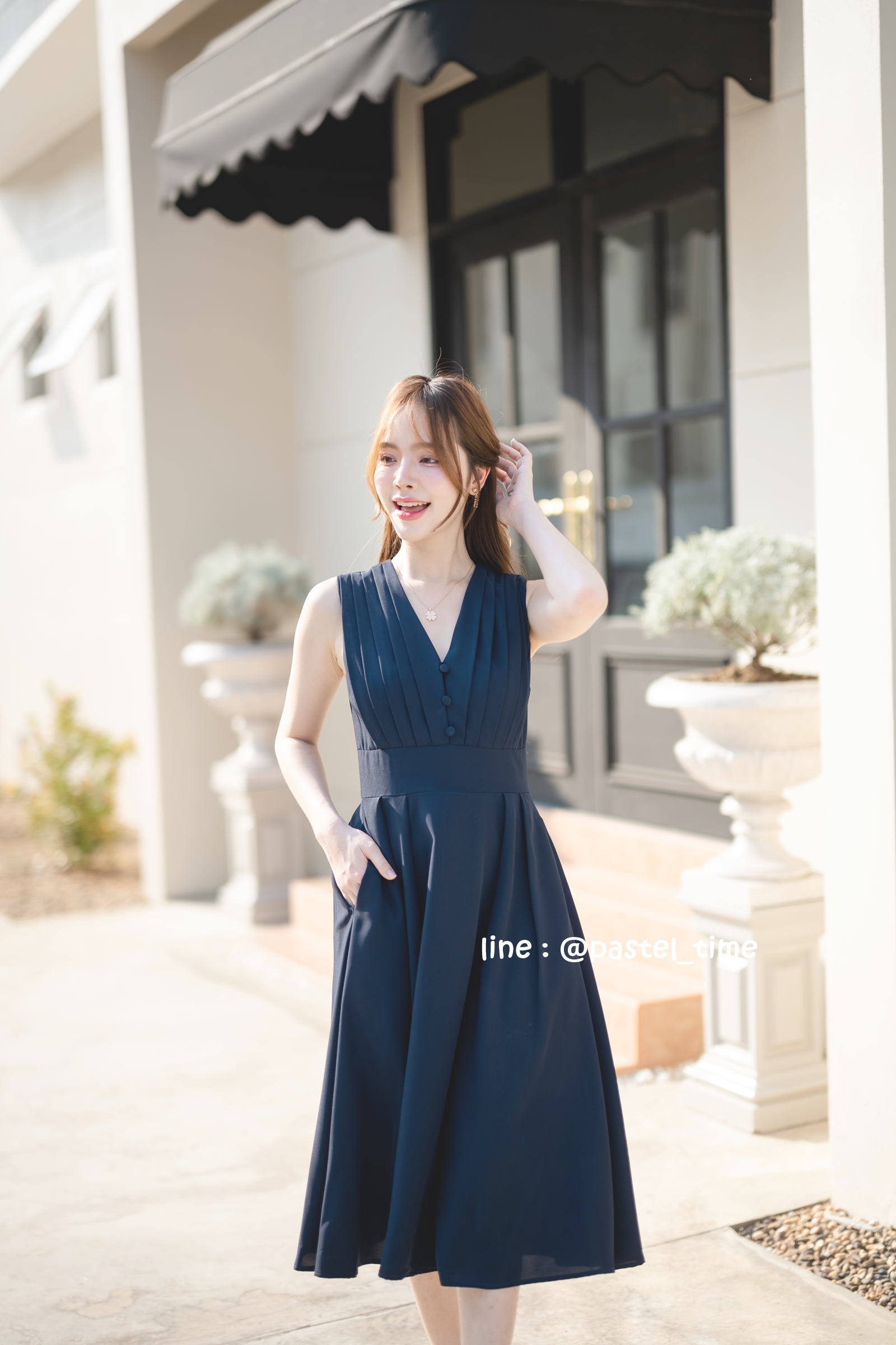 Aubrey Midi Dress : สีกรม **มีแต่XL**