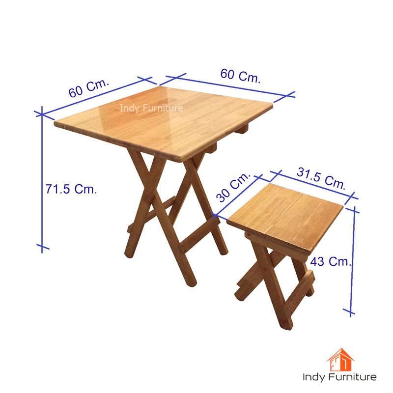 ชุดโต๊ะพับ+เก้าอี้พับปิคนิค ไม้ยางพารา รุ่น Picnic สีธรรมชาติ