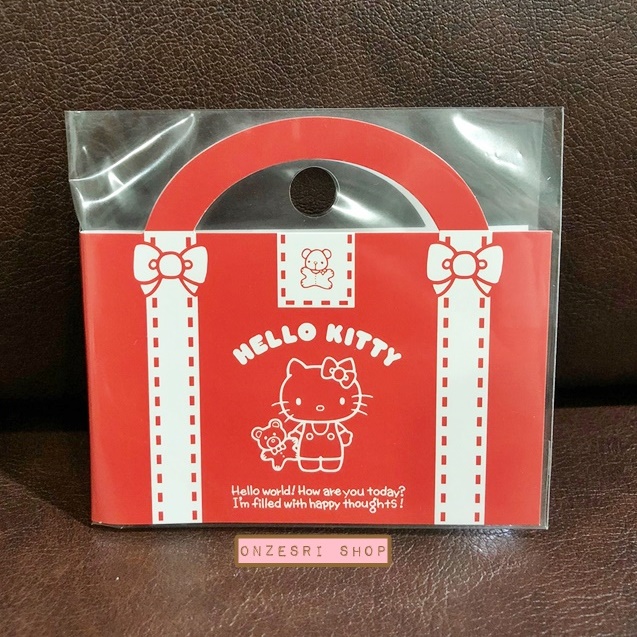 Sticky / Index Note ลาย Hello Kitty สีแดง ทำเป็นแบบกระเป๋าหิ้ว ขนาดแผ่นละ 1.5 x 4.5 ซม. รวม 75 แผ่น