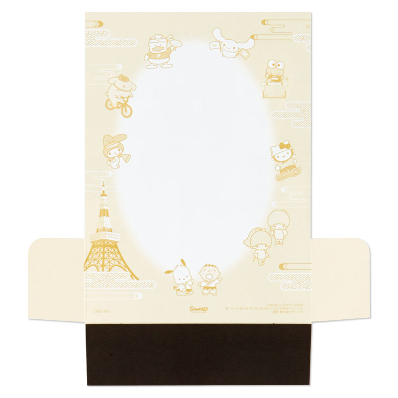 Sanrio Card - Pop up ลาย Sanrio - Sporty at Tokyo Tower (Japan Limited) ใบใหญ่ เป็นแบบรวมชาว Sanrio เล่นกีฬา บรรยากาศแบบญี่ปุ่น ตรงขอบเป็นสีทอง ด้านหลังเขียนได้ มาพร้อมซองลายน่ารัก ขนาดก่อนกาง 13.5 x 0.5 x 22.6 ซม.