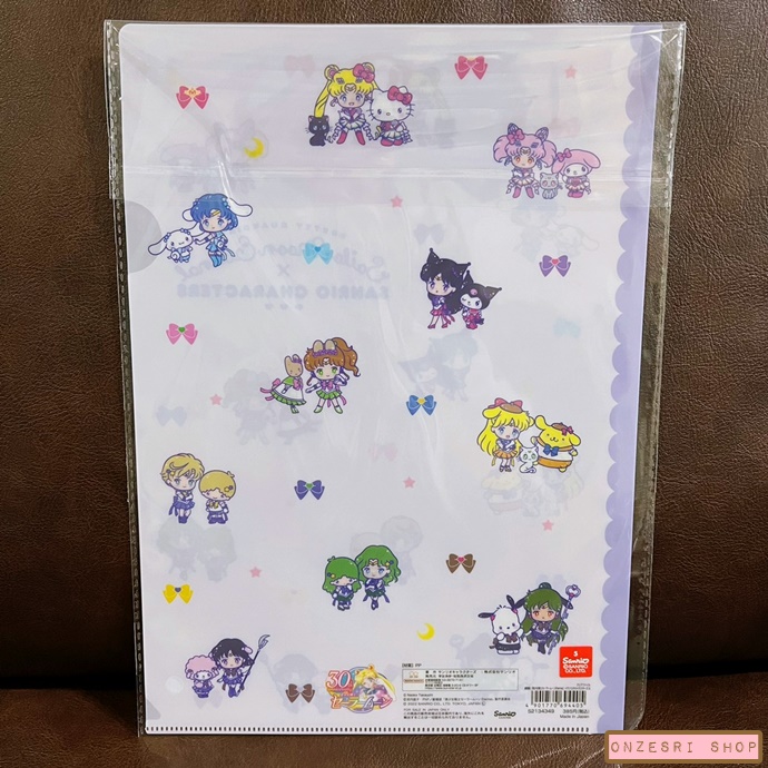 แฟ้ม A4 แบบ 1 ช่อง Sailor Moon Eternal x Sanrio Characters สีขาวขอบม่วง