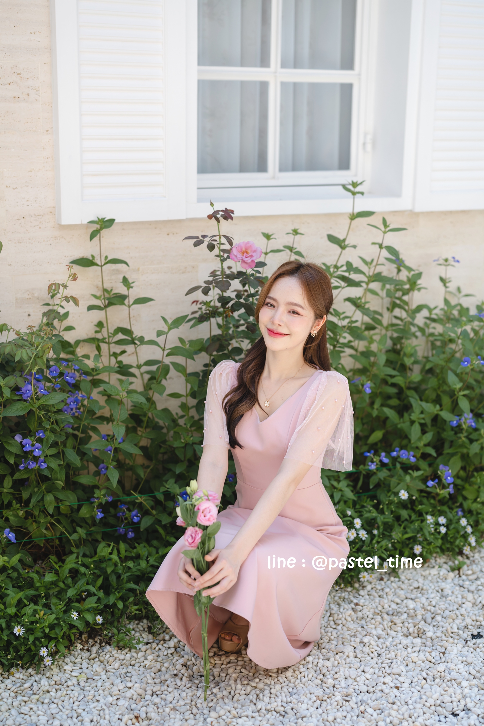 Dear Darling Midi Dress - สีชมพู