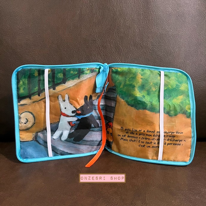 กระเป๋า Gaspard et Lisa Picture Book Pouch Collection แบบ Gaspard et Lisa -la rencontre- ขนาด 14.5 x 14.5 ซม. (ตอนพับแล้ว)