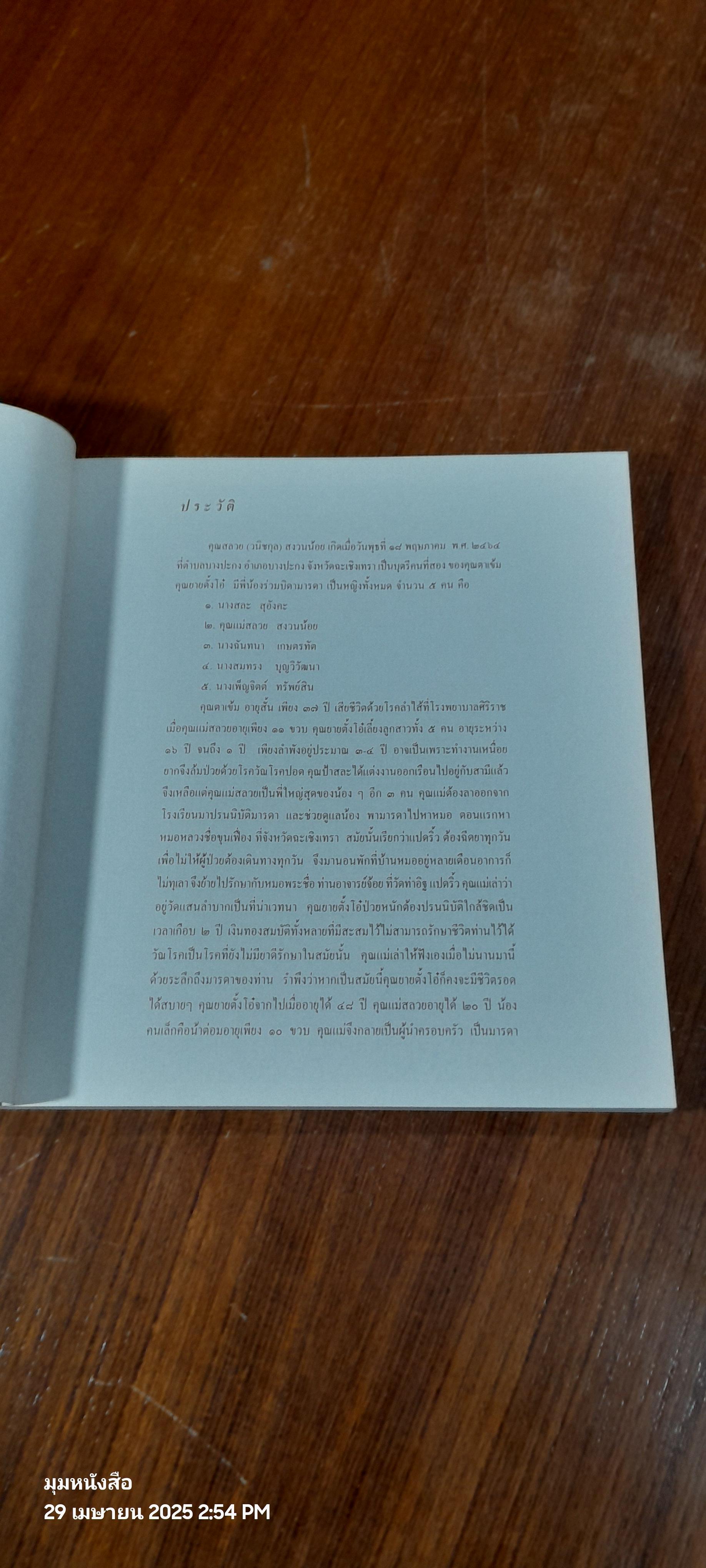 อนุสรณ์ในงานฌาปนกิจศพ คุณแม่สลวย สงวนน้อย