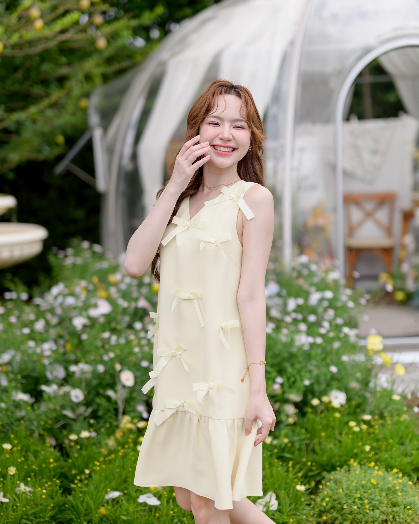 Bow me softly dress : สีเหลืองอ่อน