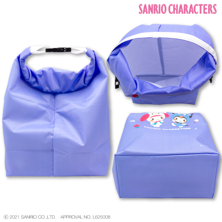 กระเป๋าใบใหญ่ Sanrio Lunch Bag แบบสีม่วง ขนาด 34 x 31.4 x 11 ซม. ตรงหูหิ้วมีที่ล็อก ฐานบุเป็นทรง ใส่กล่องอาหารได้