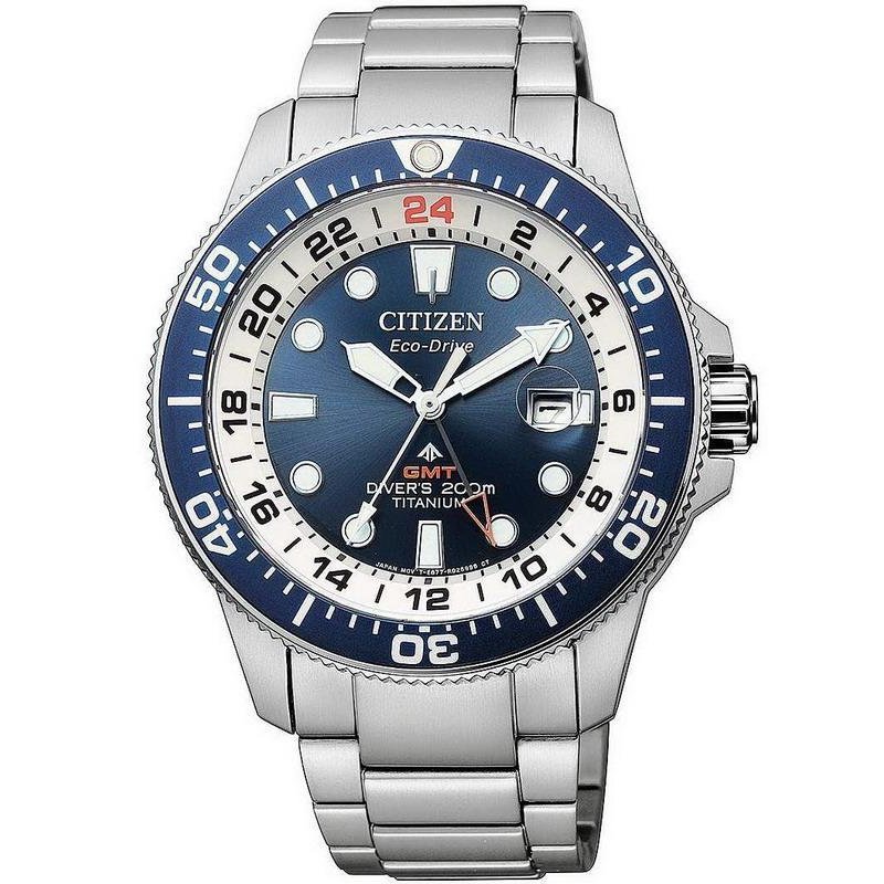 CITIZEN Eco-Drive Promaster Marine Titanium GMT Divers Watch รุ่น BJ7111-86L