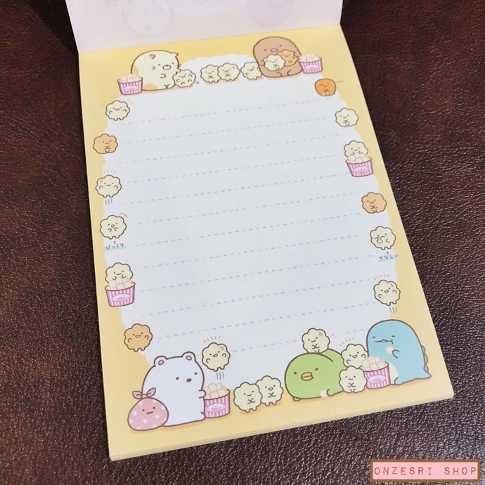 สมุดฉีก Sumikko Gurashi Movie Theatre แบบ Popcorn ขนาด 14.8 x 10.5 ซม. มี 4 ลาย รวม 100 แผ่น