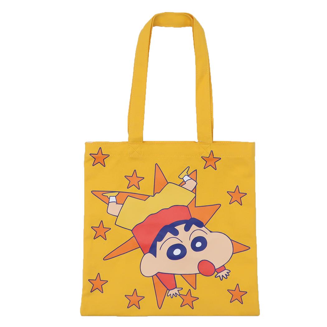 กระเป๋า Crayon Shinchan Colorful จากญี่ปุ่น ลาย Star สีเหลือง ขนาด 35 x 35 ซม.