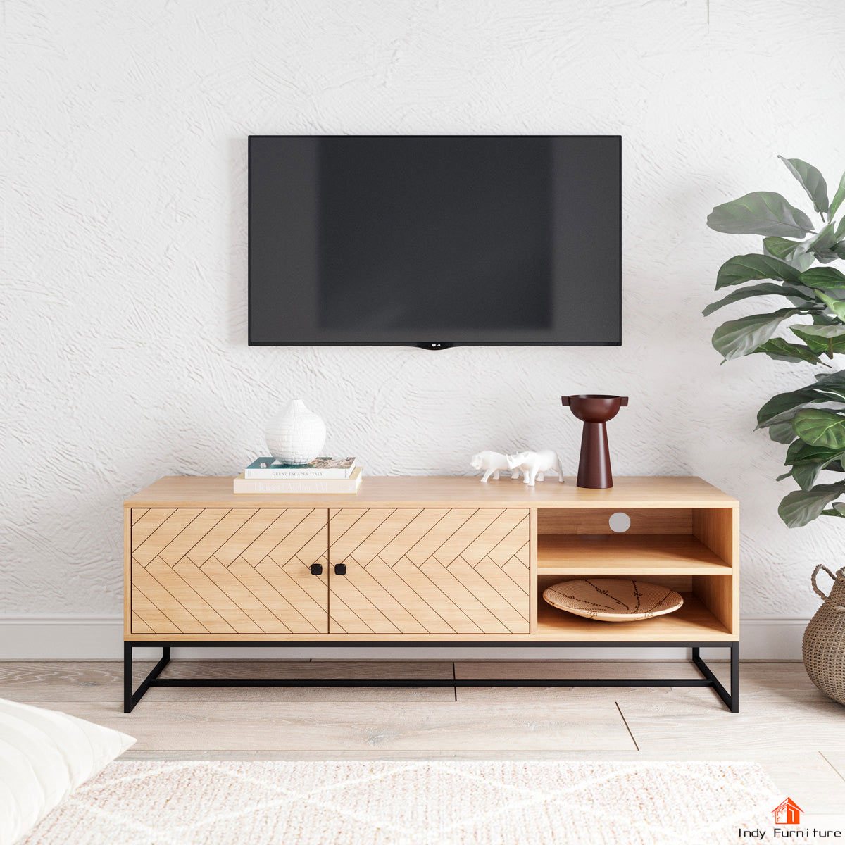 ตู้อเนกประสงค์ ไม้ยางพารา รุ่น SUM-B140 สีธรรมชาติ