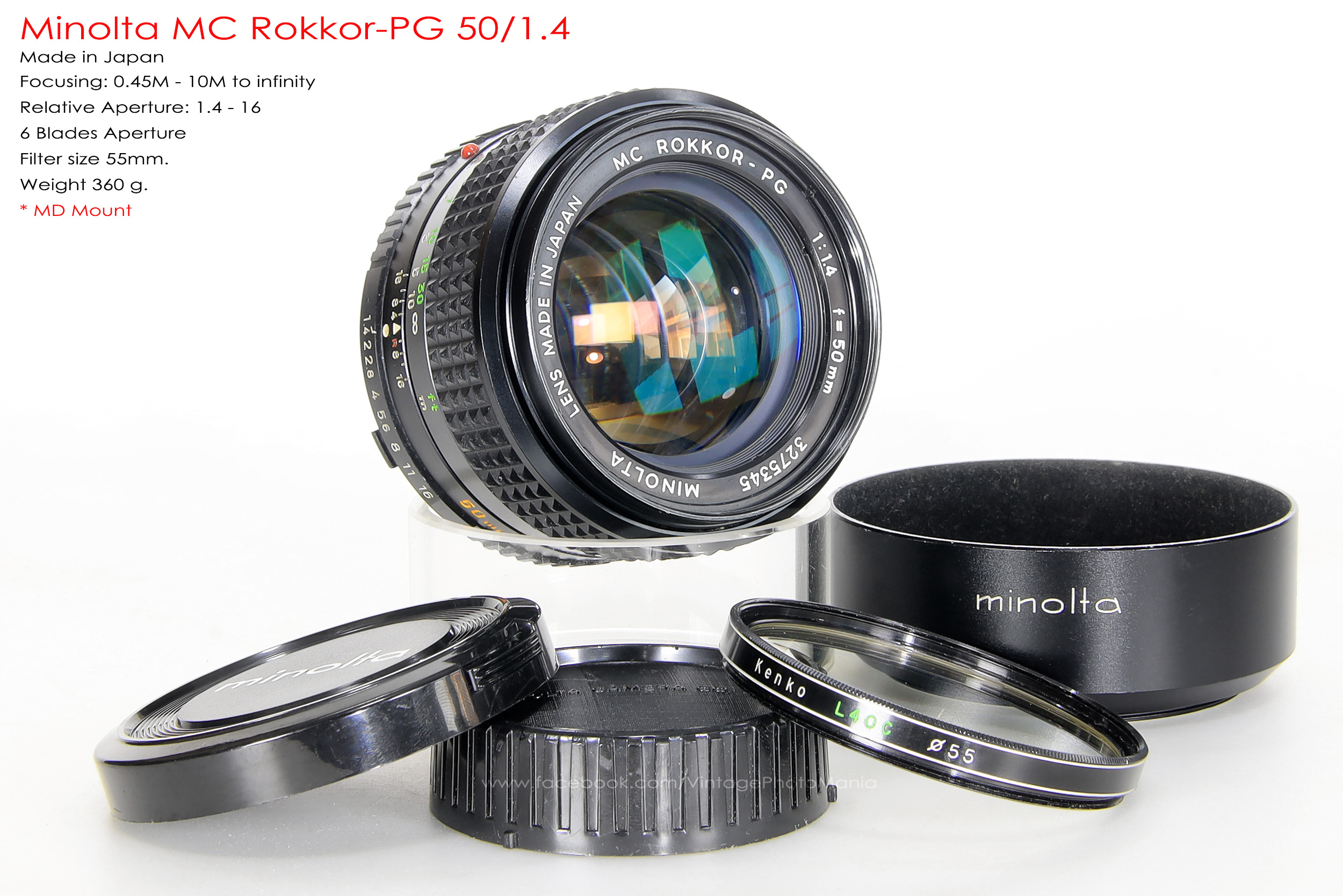 Minolta MC Rokkor-PG 50/1.4 *MD Mount เลนส์ไวแสงละลายฉากหลังสวย