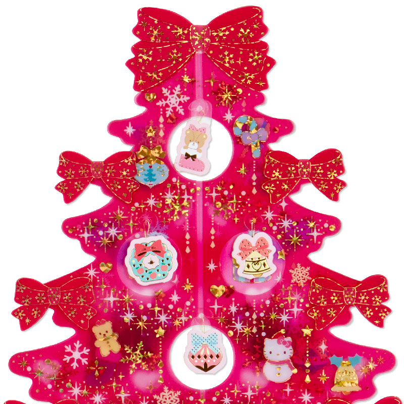 Sanrio Christmas Pop Up Card From Japan การ์ดอวยพรลาย Hello Kitty สีชมพู ทำจากพลาสติกแข็งใส กางออกมาเป็นต้นคริสต์มาสได้น่ารัก มีการ์ดกระดาษที่ไว้เขียนแนบมาให้ ขนาด 14.5 x 0.5 x 21.5 ซม.
