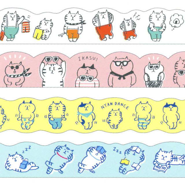 เทปตกแต่ง MIND WAVE Masking Tape ลาย Gorogoro Nyansuke จากญี่ปุ่น ขนาด 1.8 x 5 ม. มี 3 สีให้เลือก